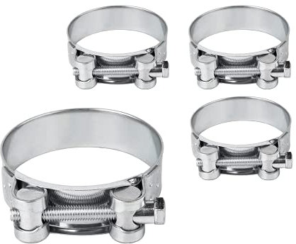 Diforma Rohrschellen, 52–55 mm, starke verstärkte Rohrschellen, verzinkte Stahlrohr-Schlauchschellen-Befestigungen (4 Stück, Silber)