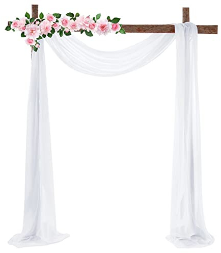 ZOYIEP Cortina transversal, arco de boda, decoración de manos libres, voile, cortina para boda, salón, ventana, decoración (blanco, 70 x 300 cm)