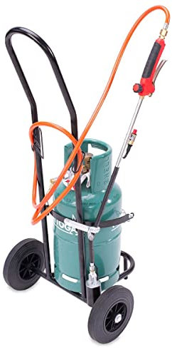 PROWELTEK - Désherbeur Thermique Professionnel à Gaz Propane – Kit Complet Haute Performance pour Grands Jardins. Inclus : Brûleur 50mm, Tuyau 5m Pro, Chariot à Roues. Chaleur Puissante.