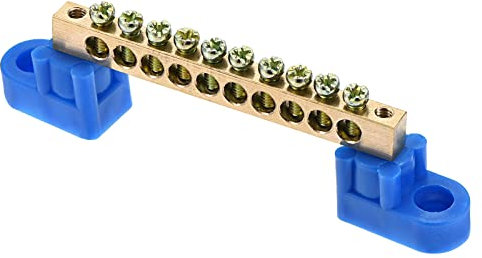 Rebower Morsettiera 10 Posizioni Terra Vite Connettore [per Elettrico Scatola Controllo Confezione] - M4/Ottone Blu