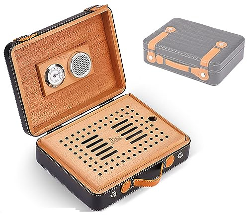 Cxlly Humidor Sigari,Set Umidificatore per Sigari da Viaggio Portatile, Igrometro Magnetico Interno E Legno di Cedro, Custodia per Umidificatore per Sigari da Viaggio, per Natale, Compleanno, Affari