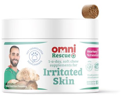 Omni Irritated Skin Relief Supplement - Dragons’ Den Winners, One-a-Day Supplements for Dogs with Algae to Help Protect and Hydrate the Skin, 30 Servings, Small 0-15 Kg