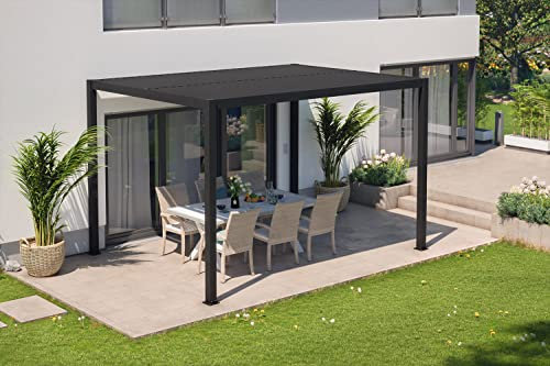 empasa Premium Pergola aus Aluminium Terrassenüberdachung mit Lamellendach 'Zeus' Pavillon Gartenpavillon Terrassenpavillon Überdachung, freistehend, bioklimatisch, in Zwei Größen