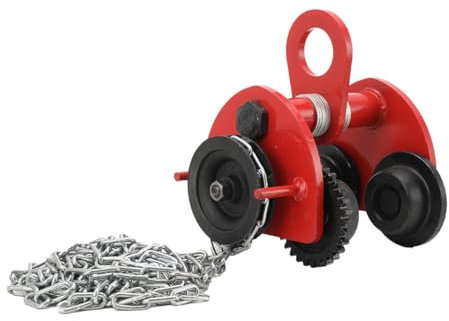 Lfhelper Rollfahrwerk 2000 kg Kranfahrwerk Laufkatze 80~168mm Handfahrwerk Handlaufkatze Seilwinde Kettenzug Hallenkran Haspelkette Kran Für Haben, Be- und Entladen von Materialien, mit 3m Kette