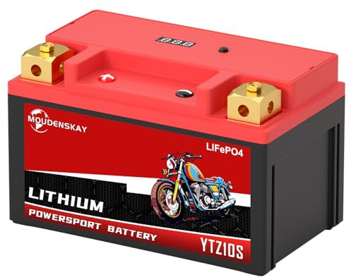 MOUDENSKAY Lithium Motorrad Batterie 12V Lithium Powersports Batterie mit BMS und Anzeige 51.2WH 12.8V 4AH 300CCA YTZ10S LiFePO4 Motorrad Batterie Starterbatterien für Motorräder,ATV,UTV,etc