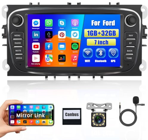 [1G+32G] Hikity Android 13 Car Radio per Ford Focus II Mondeo 9 S-Max C-Max 2008-2011, Autoradio da 9 Pollici 9 Pollici Schermo Stereo Auto con GPS WIFI Telecamera Posteriore EQ Bluetooth FM MIC