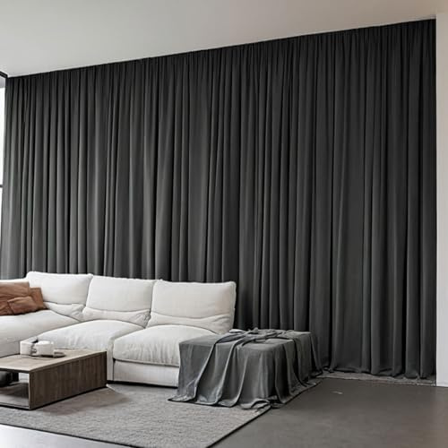 Grichril Home Theater Curtains Room Separator, Room Divider Curtains for Ceiling Track System or Rod with Hooks 52 100 120 180 inch Wide, Privacy Floor to Ceiling Curtain, 1 Panel
