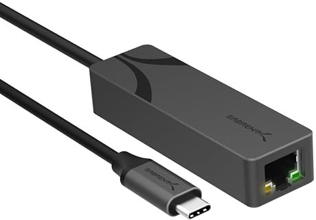 SABRENT Adattatore da USB di tipo C a Ethernet 5G - Corpo in alluminio, velocità multi-gig da 5 Gbps, compatibile con 1GbE/2.5GbE, alimentato tramite bus, durevole, plug-and-play per dispositivi USB-C