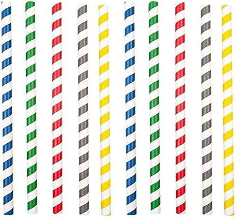 50 unité - Pailles Droites À Franges Ø1X20 Cm Assorti Papier (Lot de 2)