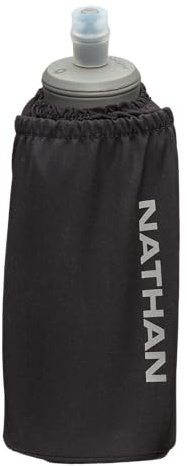 Nathan Handheld Soft Flask 18oz - Exo-Draw Insulated Collapsible Bottle - Grip-Free Strap & Rigid ExoSpine for Comfort/Support - Breathable Mesh Strap - Ideal Running/Hiking, Pinnacle, Black