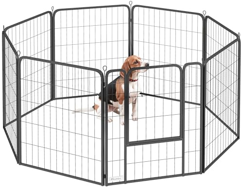 PawHut 8 Panels Heavy Duty Dog Playpen with Door Indoor Outdoor, 80cm High