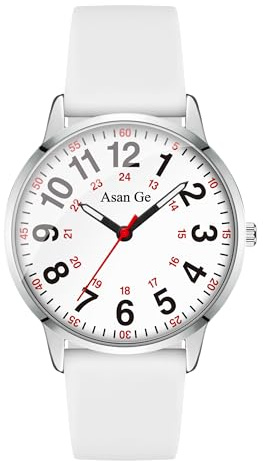 Asan Ge White Watches for Women, Fashion 3ATM Waterproof Minimalist Lightweight Easy-to-Read Analog Silicone Watch Suitable for Daily Work, Leisure, Outdoors