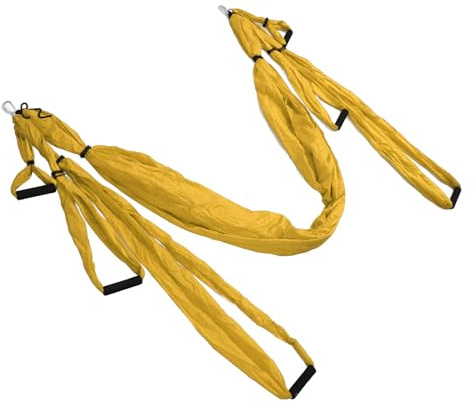 CHICIRIS Stark Aerial Yoga Swing Kit Justerbar Förbättrad Flexibilitet Yogahängmatta för Fitnessentusiaster (Gul)