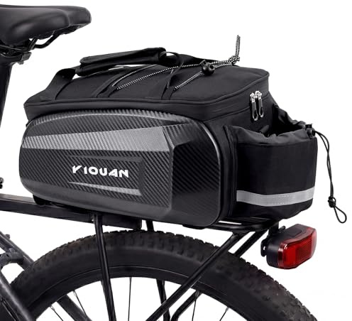 Snorthy 17L Bike Pannier Bag, Large Capacity Bike Rear Rack Bags with Shoulder Strap and Handle, Mountain Electric Bicycle Saddle Handbag Back Seat Bicycle Storage Bag for Cycling Traveling Black