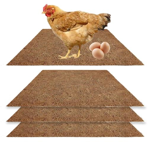 Lot de 4 tapis de nidification pour poule - 20 x 20 cm - Lavables - Réutilisables - Fournitures d'habitat de volaille pour l'hiver, l'intérieur et l'extérieur