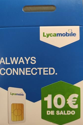 Tarjeta SIM de Lycamobile 5€ + 5 (10€ en Total) | ACTIVACIÓN BIOMÉTRICA (con Selfie + DNI, NIE O Pasaporte)