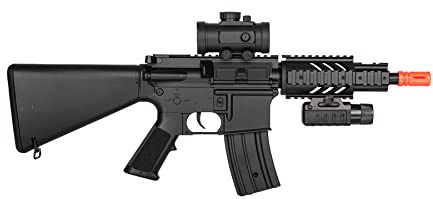 Golden Ball & DE M4 CQC Fully Automatic Electric AEG Airsoft Rifle w/Flashlight and Scope (Battery & Charger Included) -Airsoft Fixed Stock