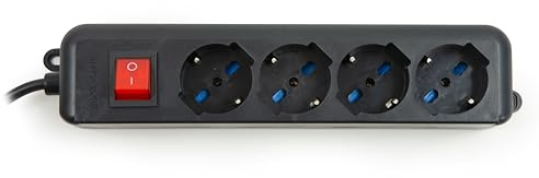 Link LKMP04N MULTIPRESA 4 Prese UNIVERSALI ITA/SCHUKO 10/16 A - Spina 16 A con Interruttore Colore Nero