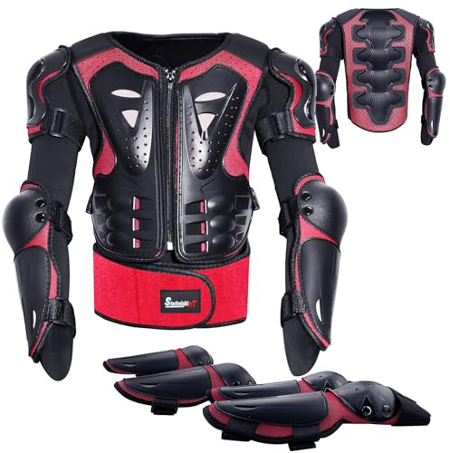 StarknightMT Kids Full Body Motorcycle Armor Suit EVA Youth Dirt Bike Gear with Chest Protector, Knee & Elbow Pads, Adjustable Impact Resistant Safety Vest for Motocross, Cycling, Skiing, Age 3-10