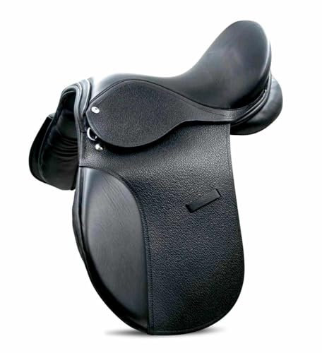 AMKA Sattel für Pony aus Leder schwarz Weite Kammer