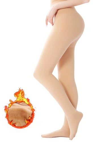 ZKGYUS 1 Pièce Collant Thermiques Femme Effet Transparent, Legging Chaud Toison Collants Doublé Polaire Translucide Slim Extensible Opaque Fleece Tights d'hiver