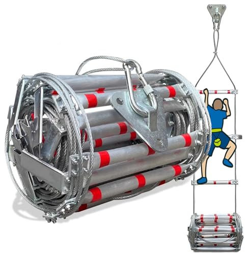 Feuerleiter Strickleiter Rettungsleiter Notfall-Leiter Balkon Fenster 3m 5m 10m 15m 20m Fluchtleiter aus Aluminiumlegierung - Zusammenklappbar Tragbare, Schnelle Rettung(3meter)