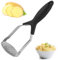 iCovalescent Kartoffelstampfer, Kartoffelpresse Edelstahl, Handstampfer mit Gummigriff, Potato Masher für Spülmaschinengeeignet, Kartoffelbrei, Gemüse, Früchte(Schwarz 29 × 9 × 3.5 cm)