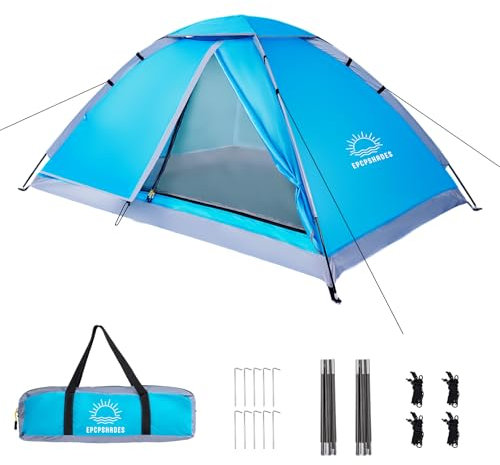 EPCPSHADES 1-2 Personen Kuppelzelte für Camping, Leichtes tragbares Backpacking-Zelt, Kleines und Einfach Aufzustellendes, Wasserdichtes Camping- und Wandernzelt für Erwachsene, Blau