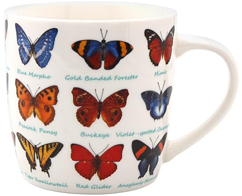 The Leonardo Collection Tazza con farfalle, tazze da tè e caffè per bevande calde, in porcellana fine, per cucina e casa, tazze in ceramica riutilizzabili per ogni occasione, regali di compleanno per