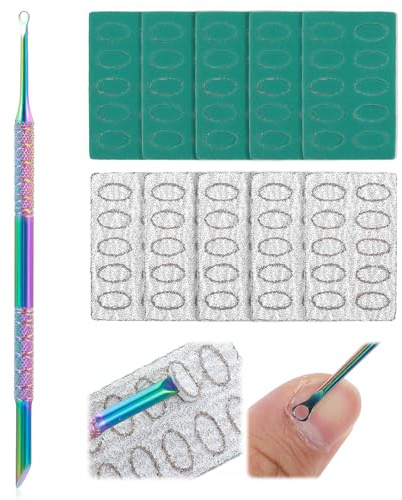 Ouligay 1 repousse-cuticules à double extrémité en acier inoxydable avec 100 papiers abrasifs, double tête Cuticle Pusher Outil pour manucure pédicure cure-cuticules