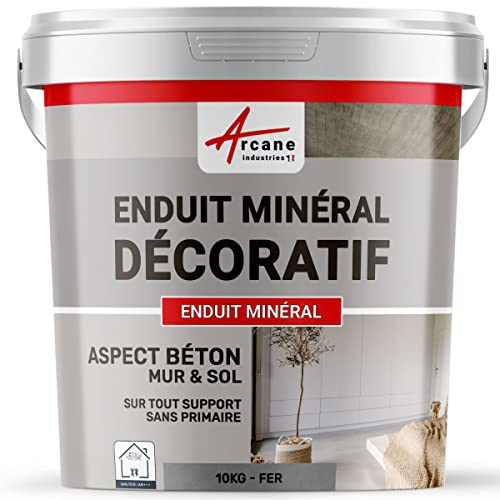 Enduit minréral decoratif interieur | Aspect/Effet beton pour sol et mur toute pièce intérieure - 10 kg Fer - ARCANE INDUSTRIES