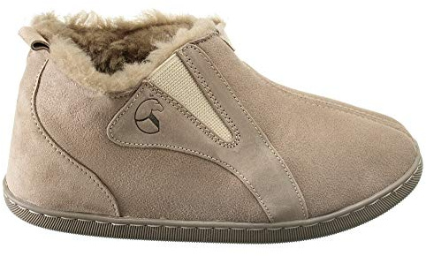 ESTRO Sheepskin Womens Slippers Ladies Wool - Leather Mule Winter Boots Slides Warm Fleece Fur Fluffy Booties ROYALE (Beige 1, 7)