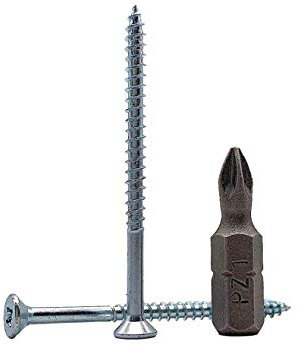 Lote de 100 tornillos de madera de acero galvanizado de 3,0 x 45 mm, rosca parcial, cabeza Pozi-Drive, cabeza avellanada, tornillos de aglomerado (100, 3,0 x 45 mm)