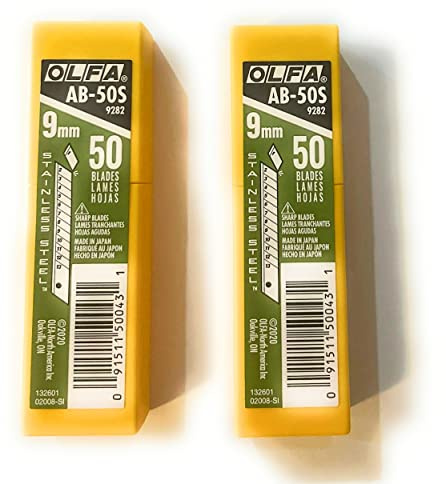 O L F A OLFA 9282 AB-50S 9mm Stainless Steel Snap-Off Blade, 50-Pack (2PACK), packaging may vary