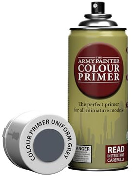 The Army Painter, Colour Primer Uniform Grey, 400 ml Spray Acrylique Couleur Uniform Grey, Apprêt pour la Peinture de Figurines Warhammer 40k Et Donjons Et Dragons
