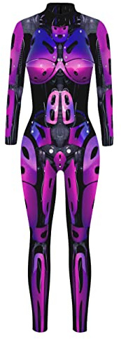 Seaur Halloweenkostym, dam, skelett, cosplay, catsuit, overall, ben, dräkt, karneval, S, M, L, XL