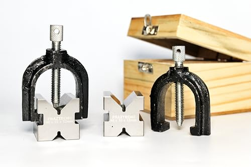 PRAZTECH Precision Engineers VEE block klämset - V block matchat par, 40 mm x 32 mm x 32 mm, spännkapacitet: 25 mm (1 tum) | Mätarbete gör-det-själv-verktyg
