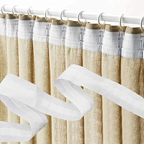 Qunkun Kräuselband Gardinen, 30m*2.5cm Gardinenband Universalband, Faltenband Falten, Gardinenband zum Aufnähen, Abnehmbarer Vorhang für Fenstervorhang Türvorhang