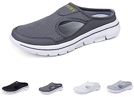 BDROX Men's Comfort Breathable Support Sports Sandals,Outdoor Casual Non Slip Orthopedic Sneakers Walking Slip on Shoes (Grey,10)