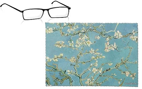 Brillenputztuch, Brillenreinigungstuch von Fridolin - Motiv: Van Gogh, Mandelblüte - Mikrofaser, Material: 80% Polyester, 20% Polyamid - Maße: 18 x 12,5cm