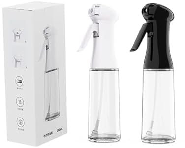 Florauspicious Oil Sprayer for Cooking - 200ml Olive Oil Spray Mist - Refillable Oil Vinegar Sprayer Spray Bottles for Kitchen, Air Fryer, Salad, Baking, Grilling, Roasting (Pack of 2) (White, Black)