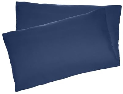 Juego de 2 Fundas Almohada, Funda Almohada 90x45cm, Protector de Almohada, 100% Microfibra, Cierre con Cremallera, Transpirable, Ultra Suave, Azul Oscuro