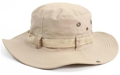 DHSBGWSX 1 styck vikbar solhatt, sommar solskydd, beige fiskehatt, jakthatt, andningsbar och bekväm djungelhatt, lämplig för resor, vandring, bergsklättring, Beige, En Storlek
