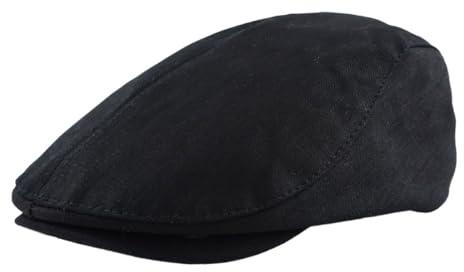 KeepSa bomull herr vintage platt keps Gatsby murgröna irländsk tidningspojke hatt justerbar andningsbar jakt cabbie basker sommarhattar, #B19 – svart, 7 1/4-7 3/4