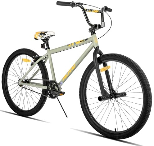 Hiland 26 tums BMX-cykel för pojkar och flickor, Freestyle BMX-cykel för män kvinnor grå