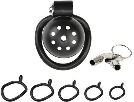 Peniskäfig Keuschheitskäfig Erotisches Sexspielzeug,Push-Lock Cock Cage mit 5 Penisringe,Flat Chastity Cage Male Small Keuschheitsgürtel, SM Fetisch Extrem Penis Bondage