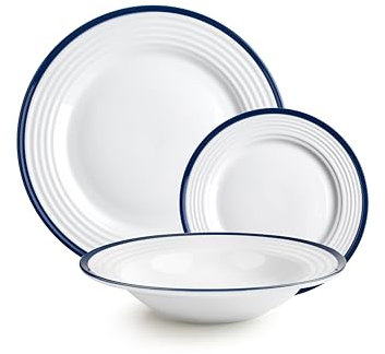IBILI - Service de table 12 pièces Provence, assiettes en porcelaine pour 4 personnes, Blanc