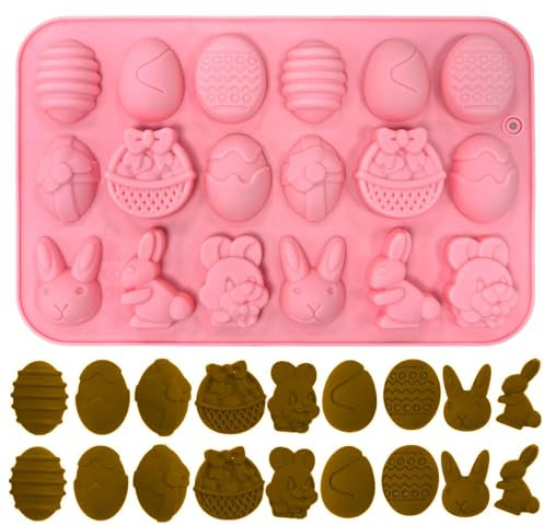 Easter Silicone Moulds Chocolate Moulds Easter Egg Moulds Silicone Bunny Silicon Molds for Kids Easter Party DIY Chocolate Cake Decorations Party Supplies Baking Tools