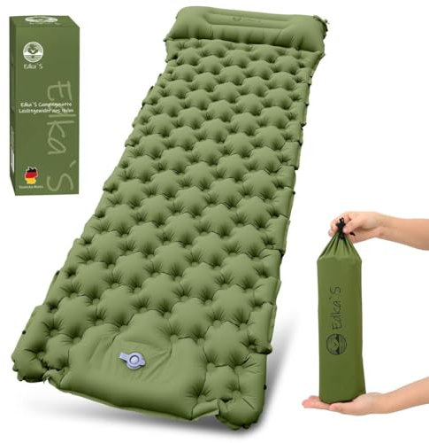 Edka'S Isomatte Selbstaufblasend - ultraleichte Camping Luftmatratze, integriertes Kopfkissen, Wasserdicht, kompaktes Packmaß, Schlafmatte mit Fußpumpe - Ideal für Strand, Camping, Wandern & Outdoor