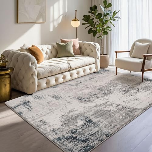 Calore Rugs Living Room Modern Soft Bedroom Rug Large Short Pile Non-Slip Area Rugs Carpet Home Decor (Grey-Multi, 120 x 160 cm)